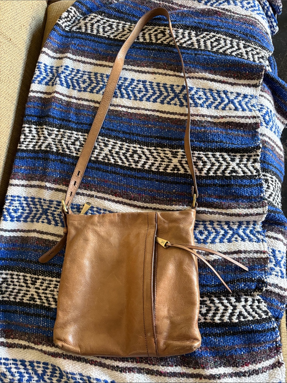 HOBO Tan Leather Crossbody Messenger Bag